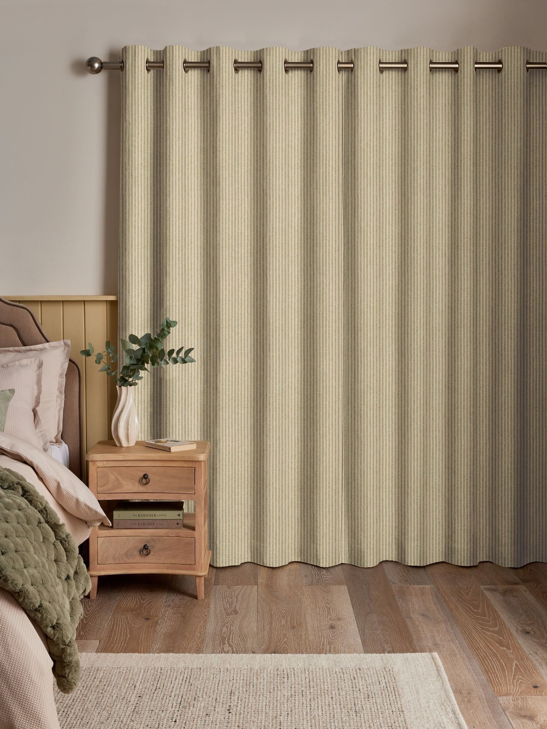 Next green stitch stripe made to measure curtains, UK version