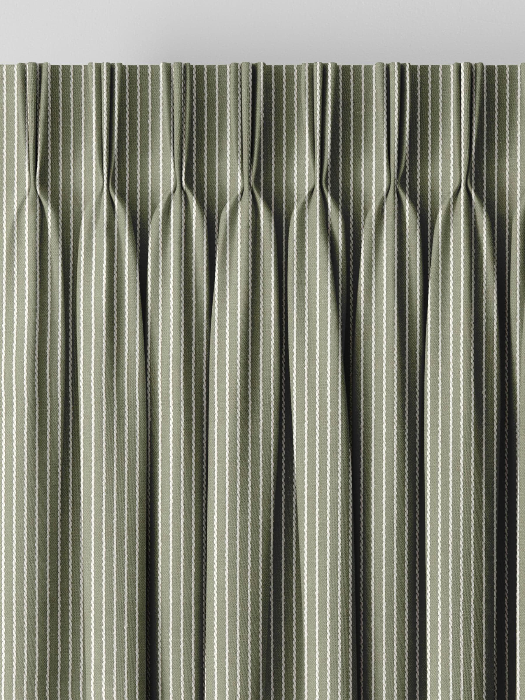 Next Green Coil made to measure curtains dark green cream stripe, imported from the UK