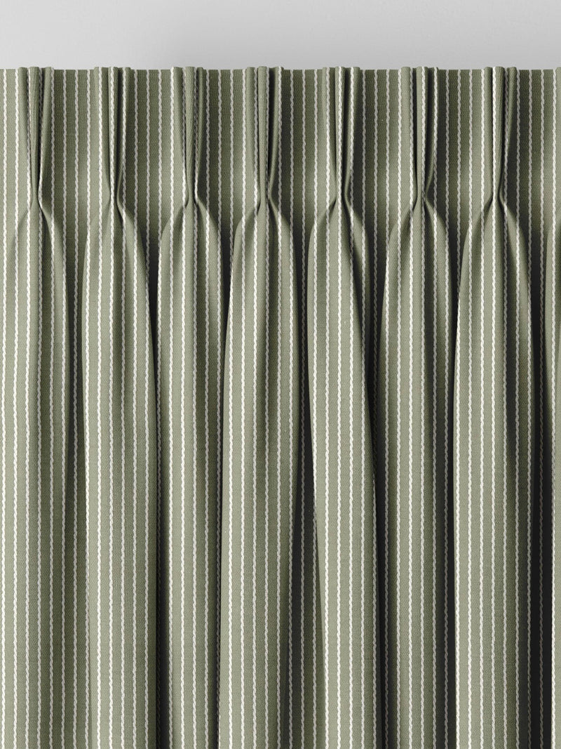 Next Green Coil made to measure curtains dark green cream stripe, imported from the UK