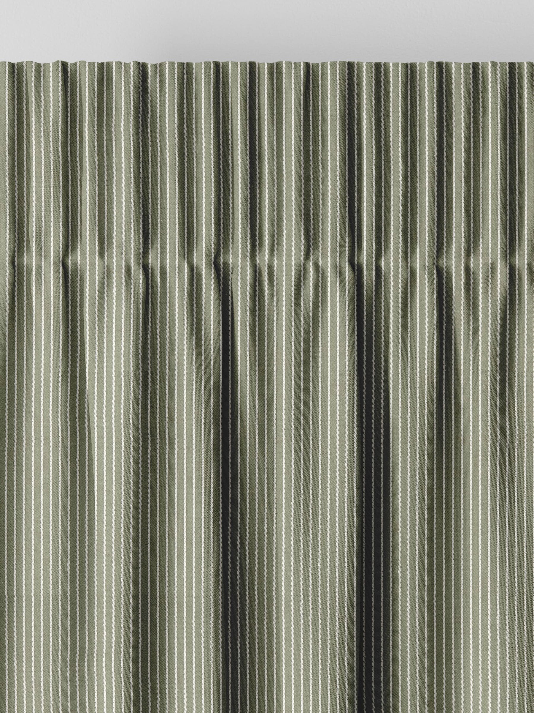 Next Green Coil made to measure curtains dark green cream stripe, imported from the UK