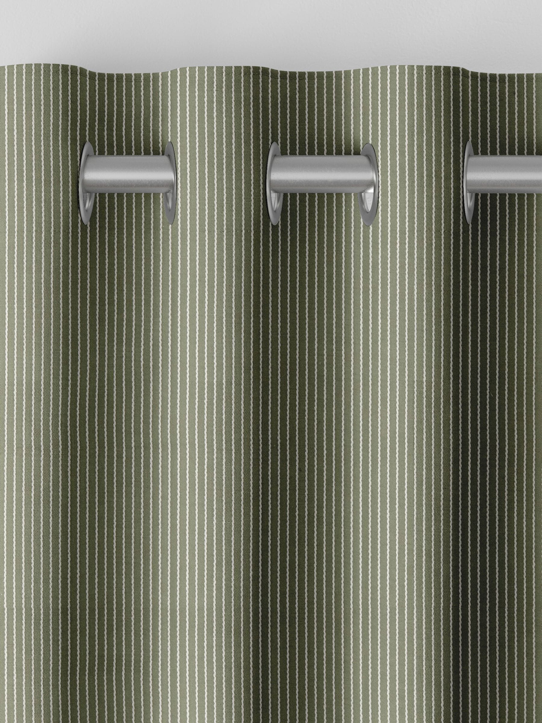 Next Green Coil made to measure curtains dark green cream stripe, imported from the UK
