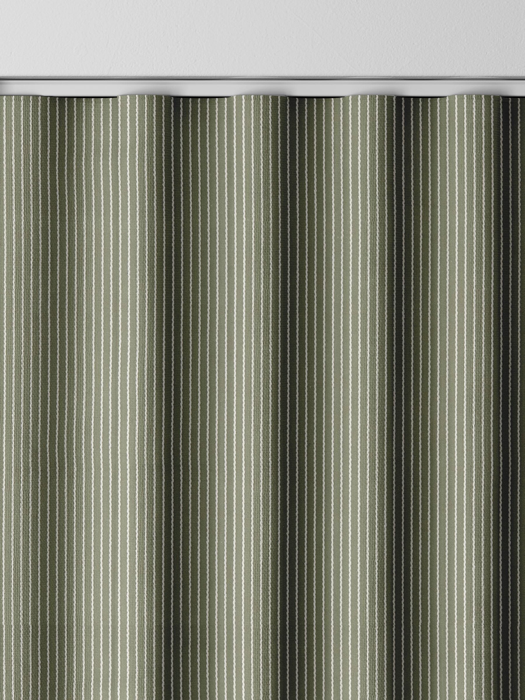 Next Green Coil made to measure curtains dark green cream stripe, imported from the UK