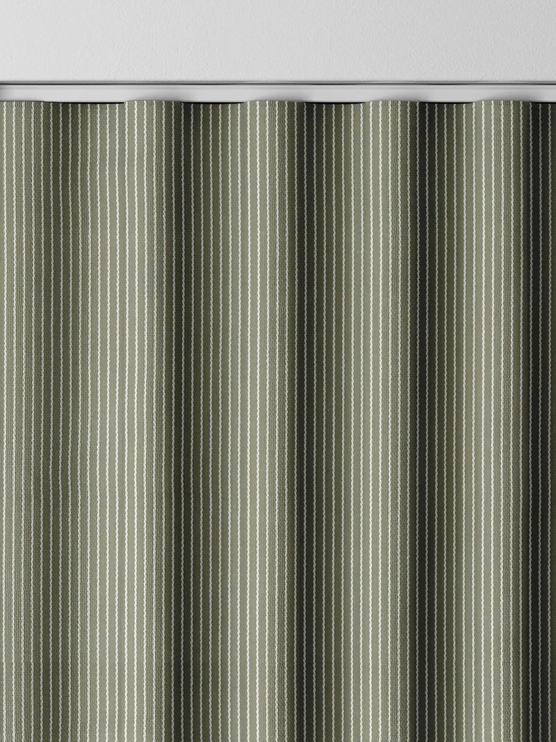 Next Green Coil made to measure curtains dark green cream stripe, imported from the UK