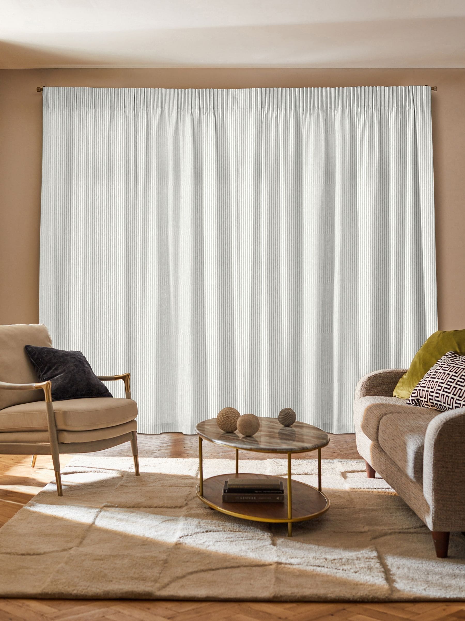 Next Blue Stitch Stripe curtains - British product
