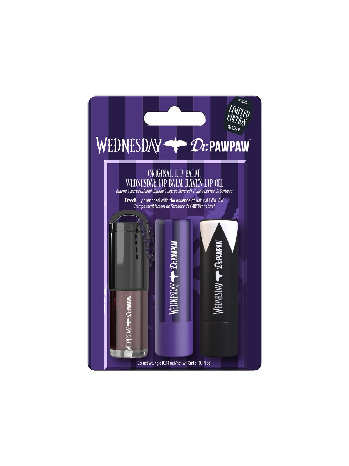 Dr PAWPAW Wednesday Collection Lip Balm trio, imported from the UK