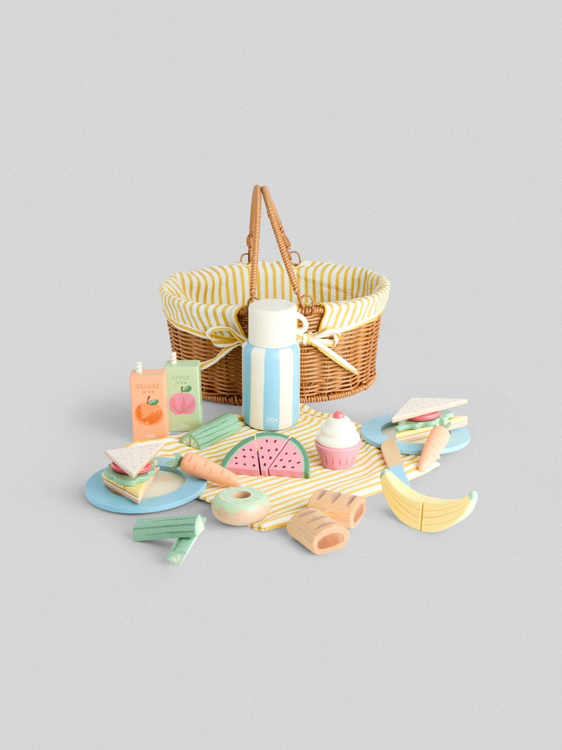 JoJo Maman Bébé yellow picnic basket toy set (British brand)