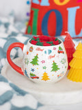 Something Different white nostalgic Christmas print mug and socks set (British brand)