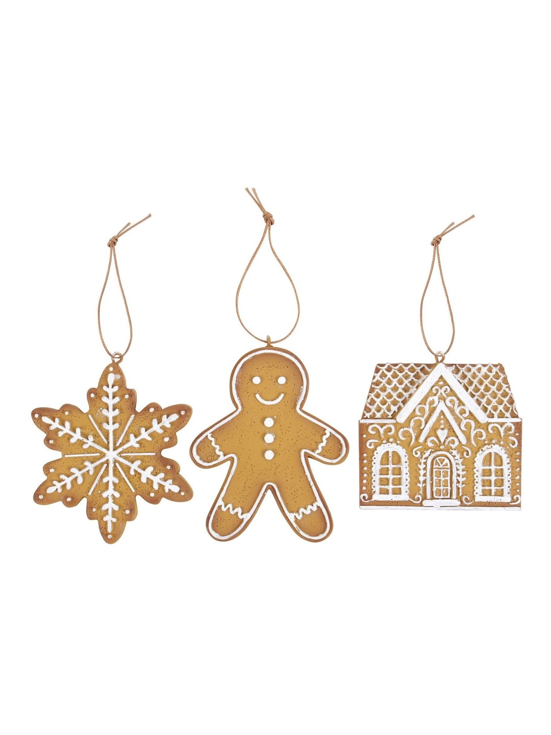 Something Different gingerbread hanging decorations set of 3, imported from the UK