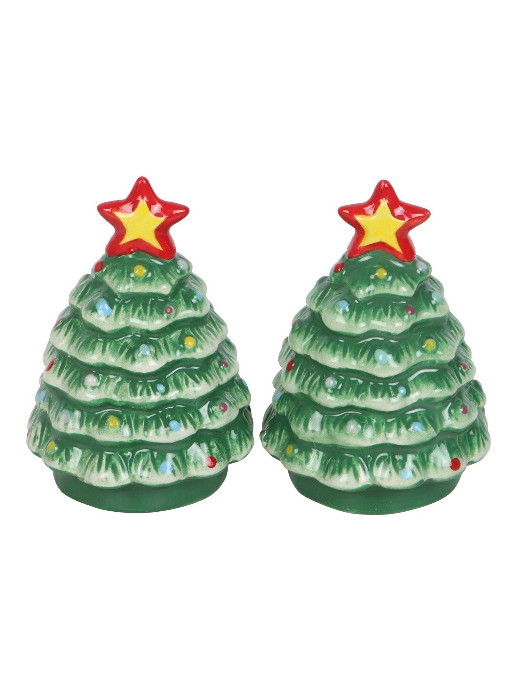 Something Different ceramic Christmas tree salt and pepper shakers, imported from the UK
