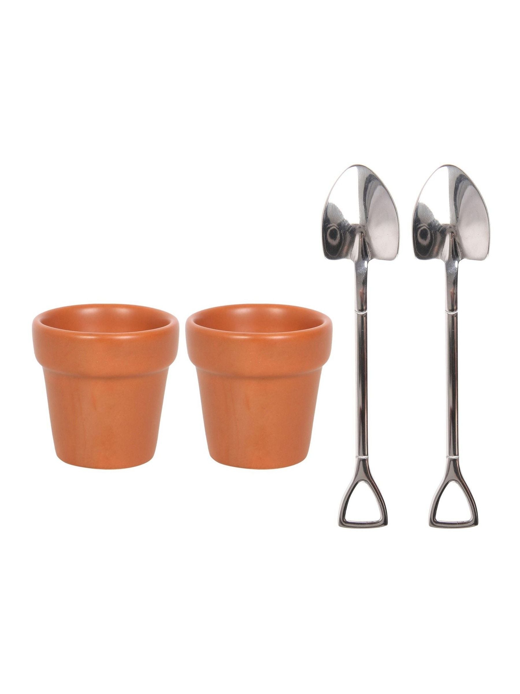 Something Different brown plant pot egg cup set, imported from the UK