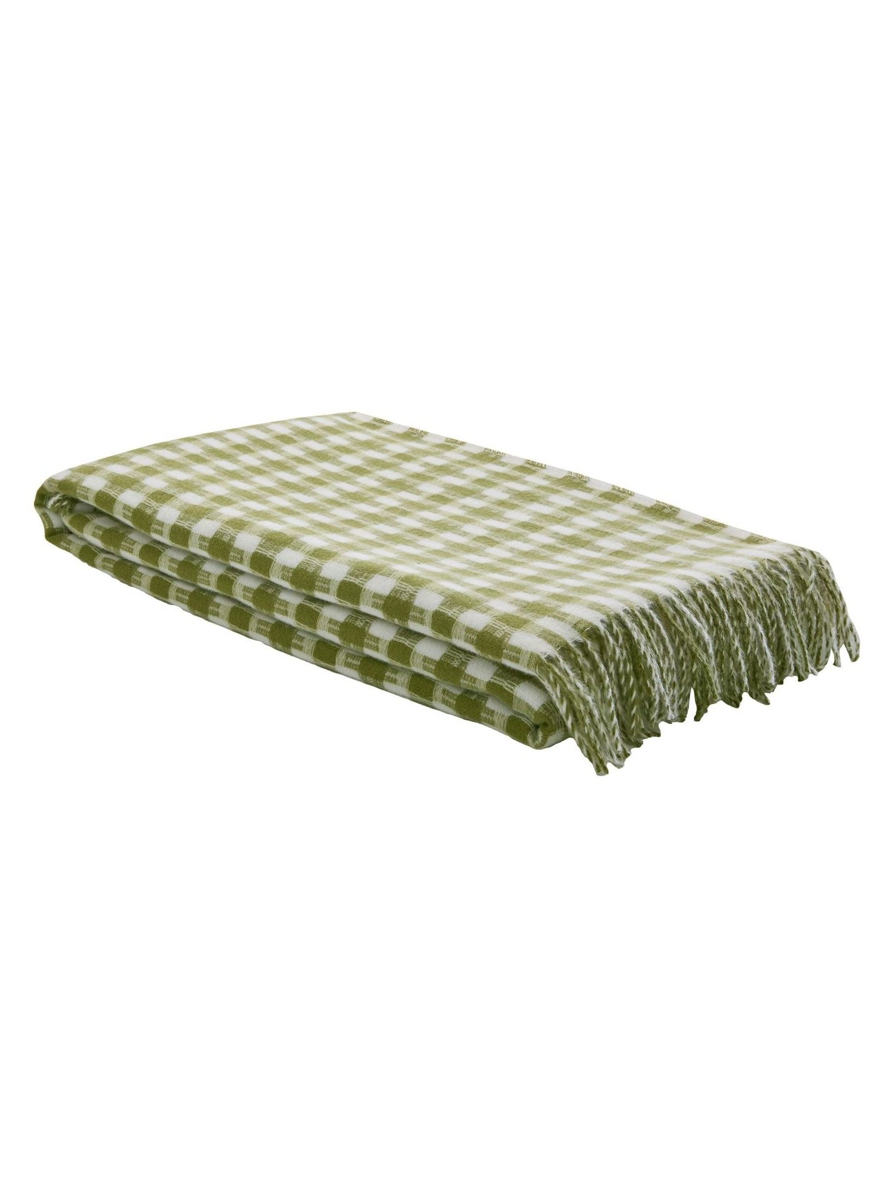 Laura Ashley olive green Knapton check throw 170x130cm, UK version