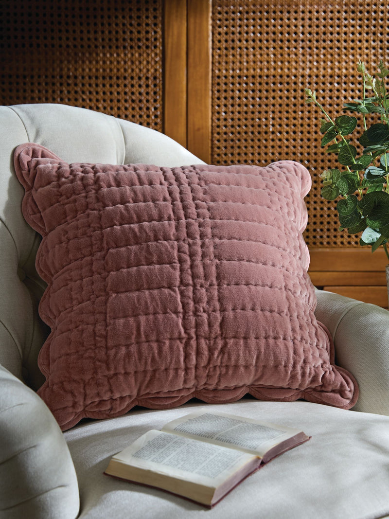 Laura Ashley Old Rose pink scalloped cushion 43x43cm (British brand)