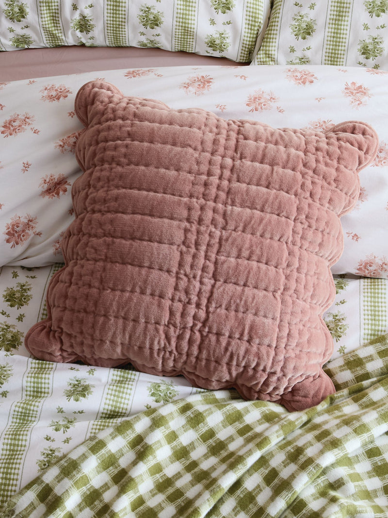 Laura Ashley Old Rose pink scalloped cushion 43x43cm (British brand)