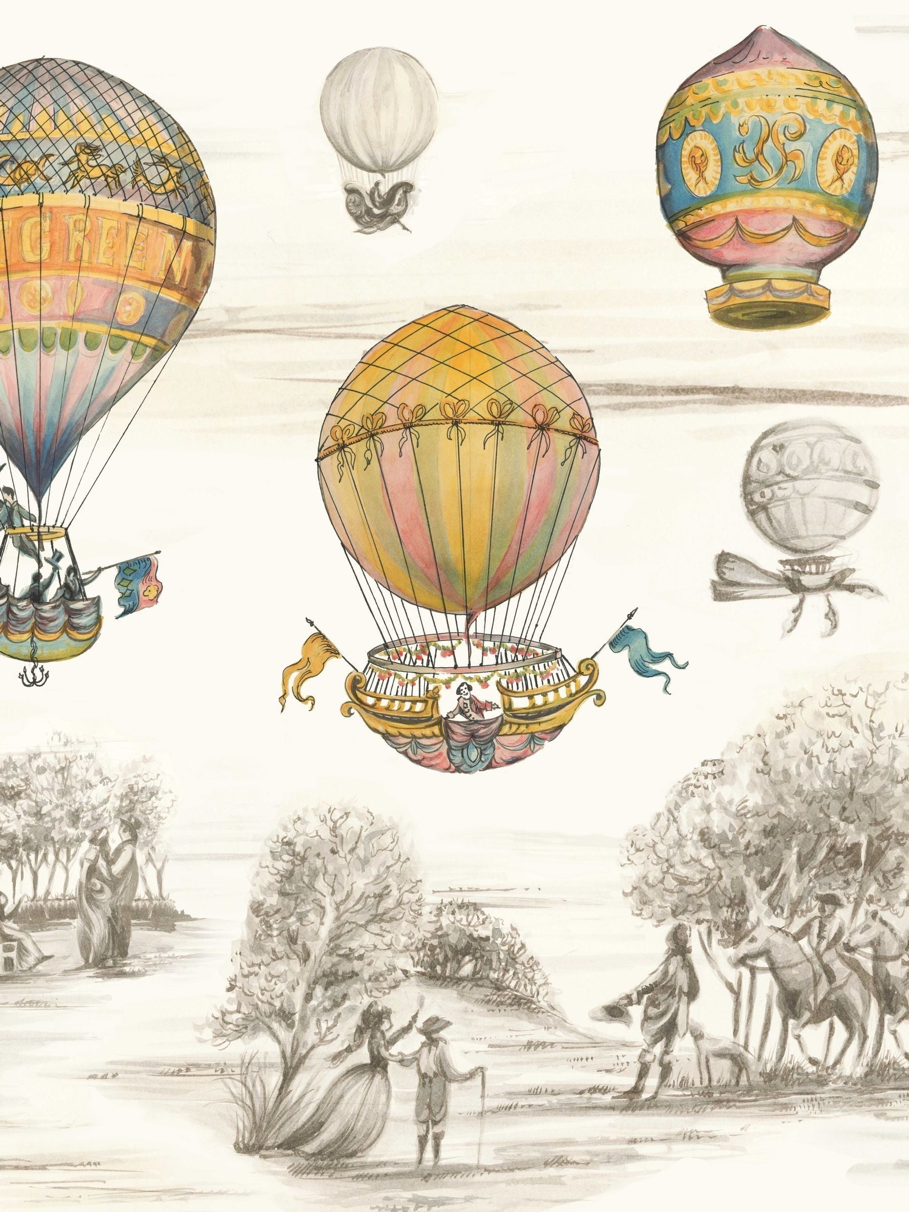 Graham & Brown Cream Balloon Race mural 2.5x4m, imported from the UK