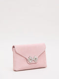 Phase Eight pink suede sparkle clutch bag 20cm, UK version