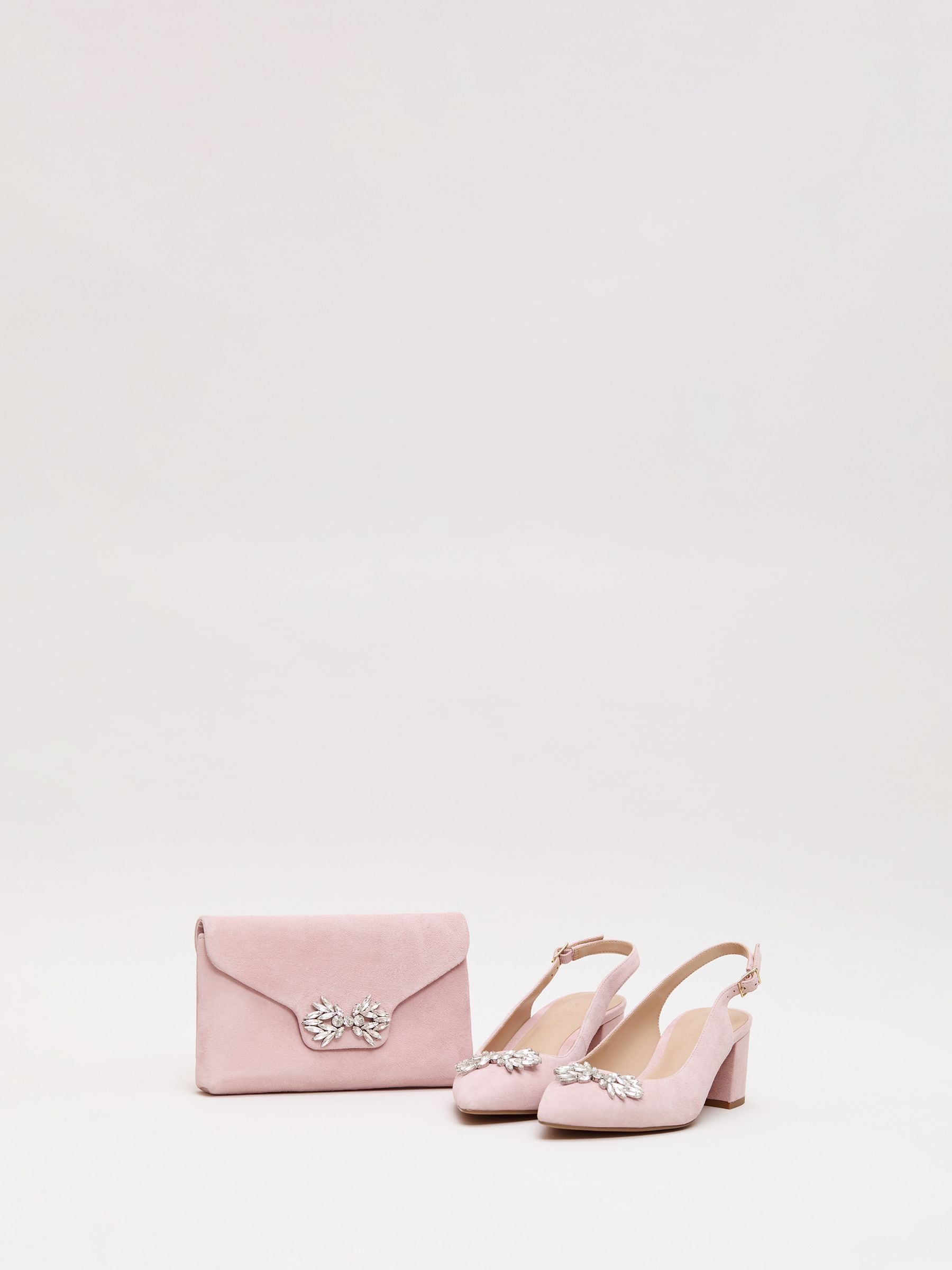 Phase Eight pink suede sparkle clutch bag 20cm, UK version