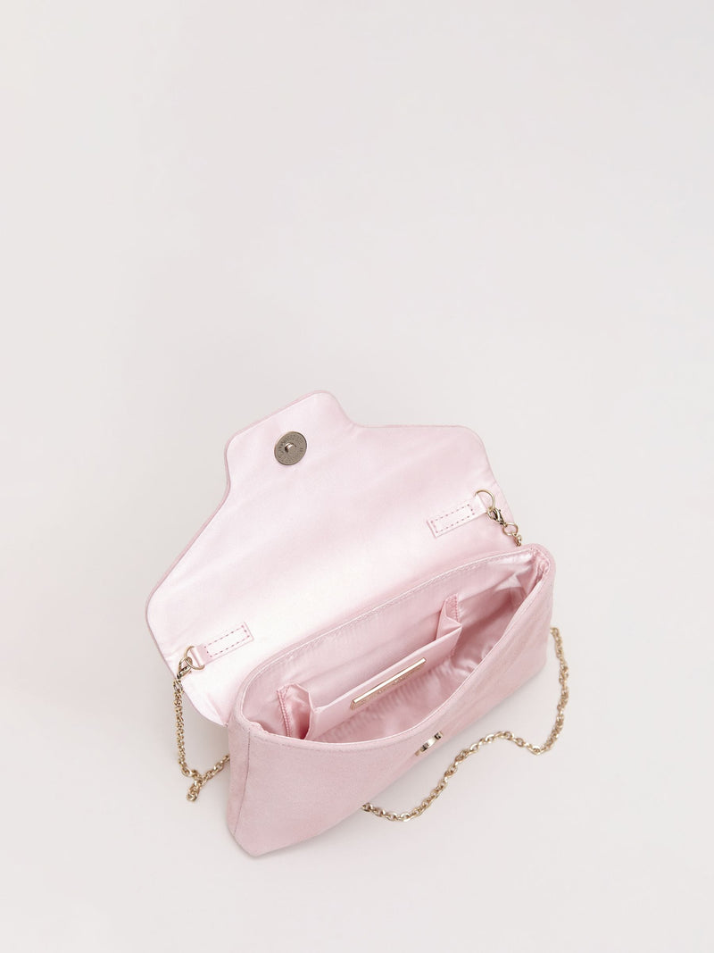 Phase Eight pink suede sparkle clutch bag 20cm, UK version