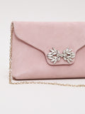 Phase Eight pink suede sparkle clutch bag 20cm, UK version