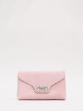 Phase Eight pink suede sparkle clutch bag 20cm, UK version