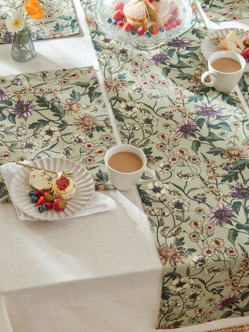 Wylder set of 4 green wallflower botanical placemats, UK version