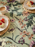Wylder green wallflower botanical table cloth, imported from the UK