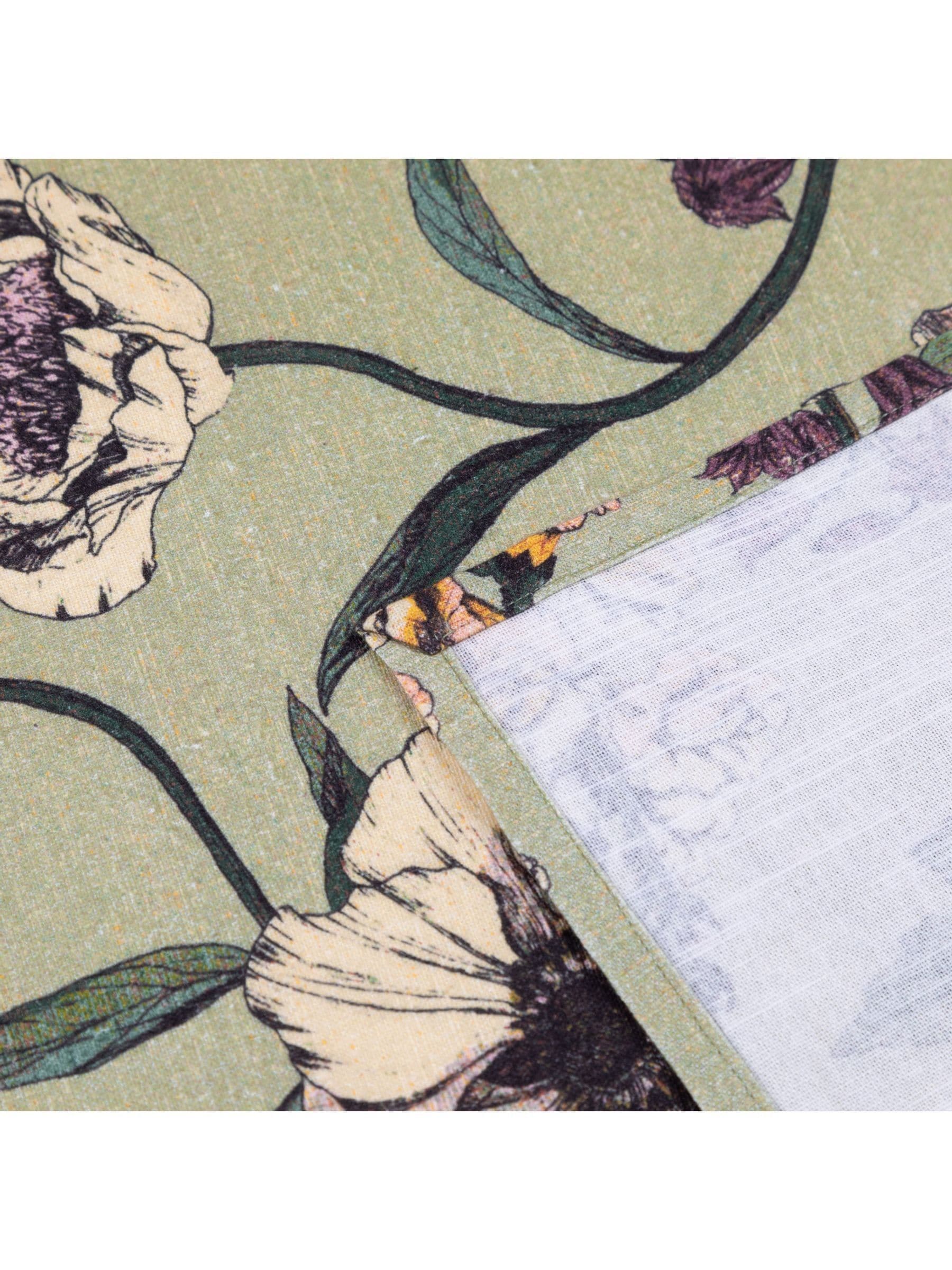 Wylder green wallflower botanical table cloth, imported from the UK
