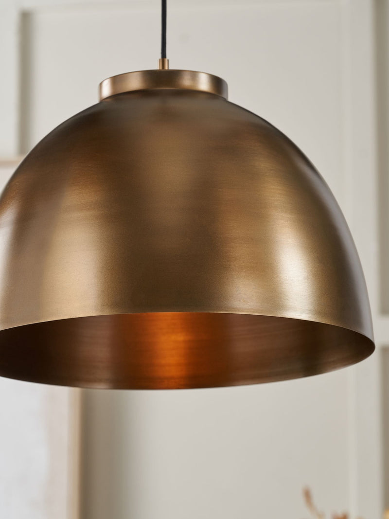 Pacific antique brass domed pendant ceiling light 129cm - British product