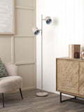 Finn metal cloche floor lamp with two heads grey finish - British product