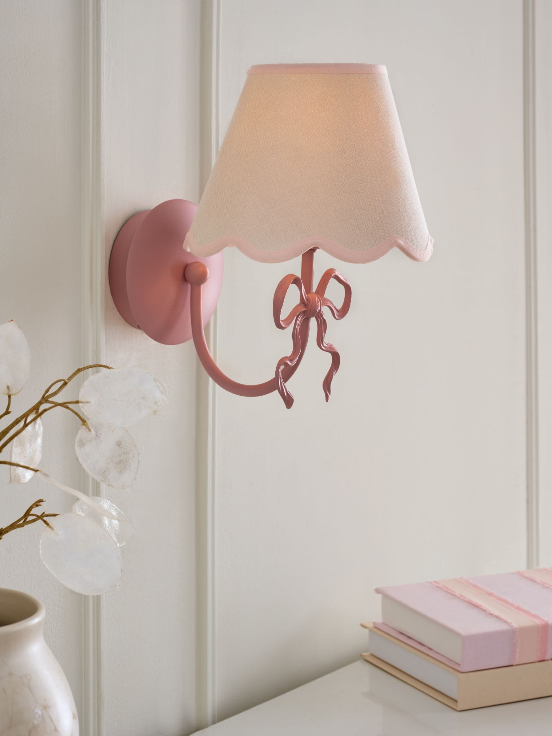 Pink Bow Rechargeable Wall Light