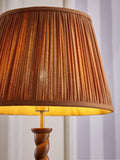 Dark wood barley twist floor lamp with fabric shade - British product