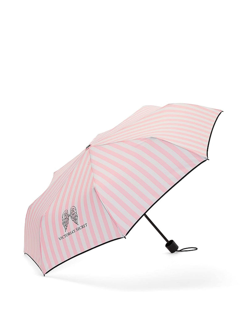 Victoria's Secret pink stripe collapsible umbrella with wrist strap (British brand)
