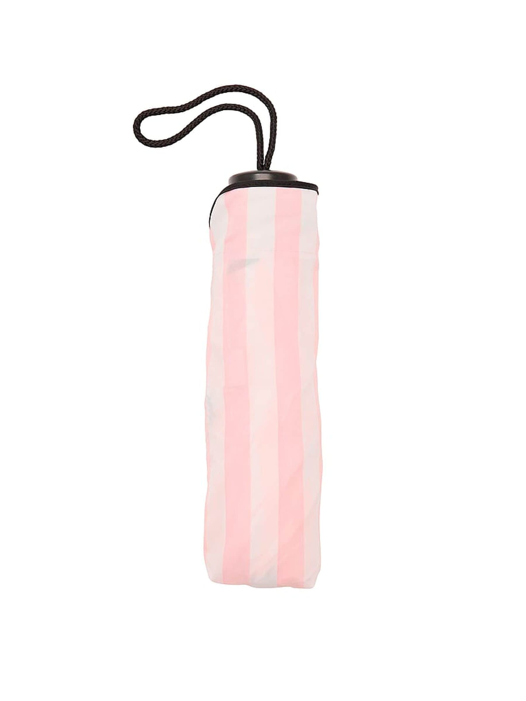 Victoria's Secret pink stripe collapsible umbrella with wrist strap (British brand)