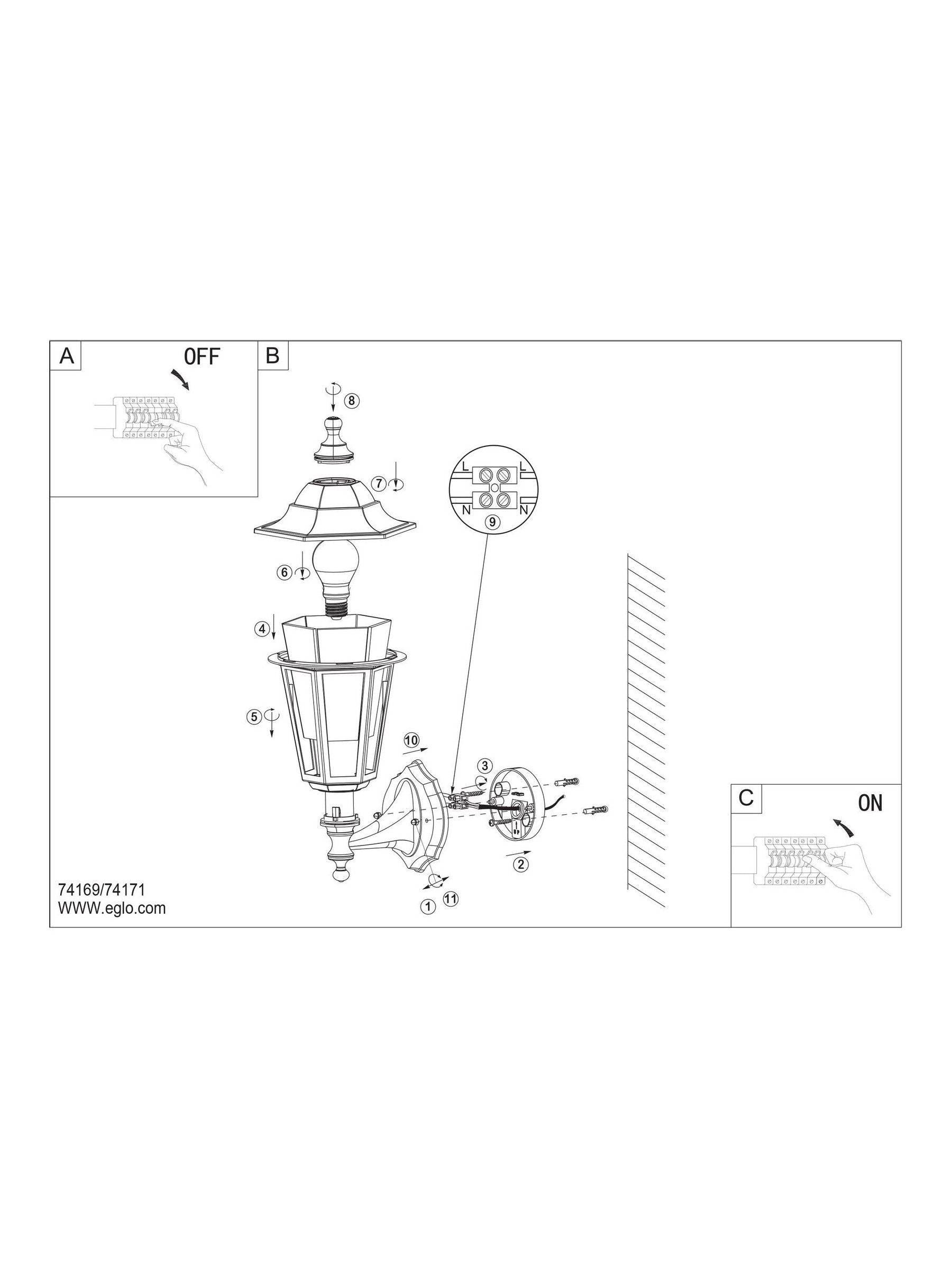 Eglo Olgiata-E outdoor wall light white plastic, imported from the UK