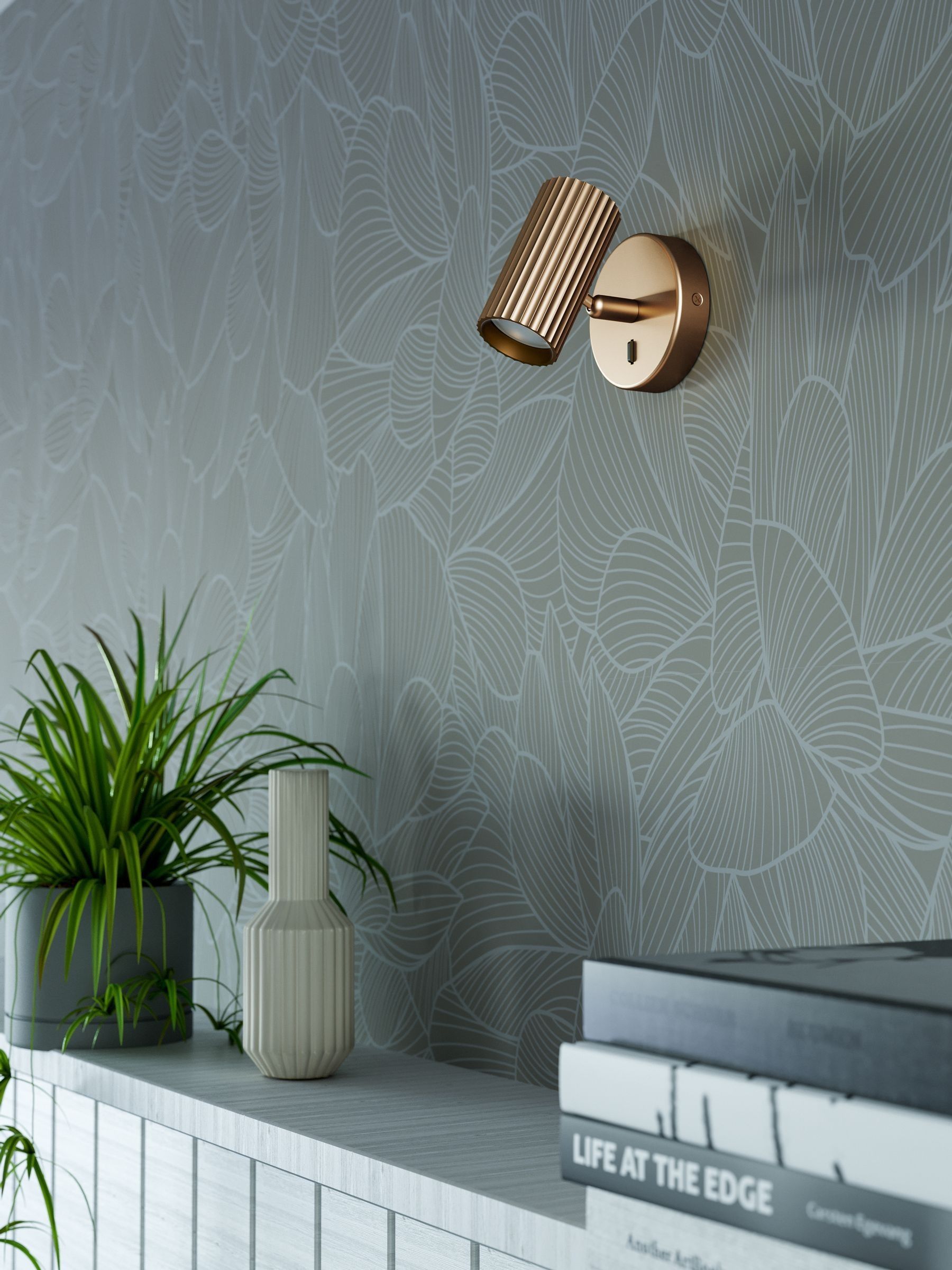 Eglo Matte Brass Portillo wall spotlight, aluminium steel - UK version