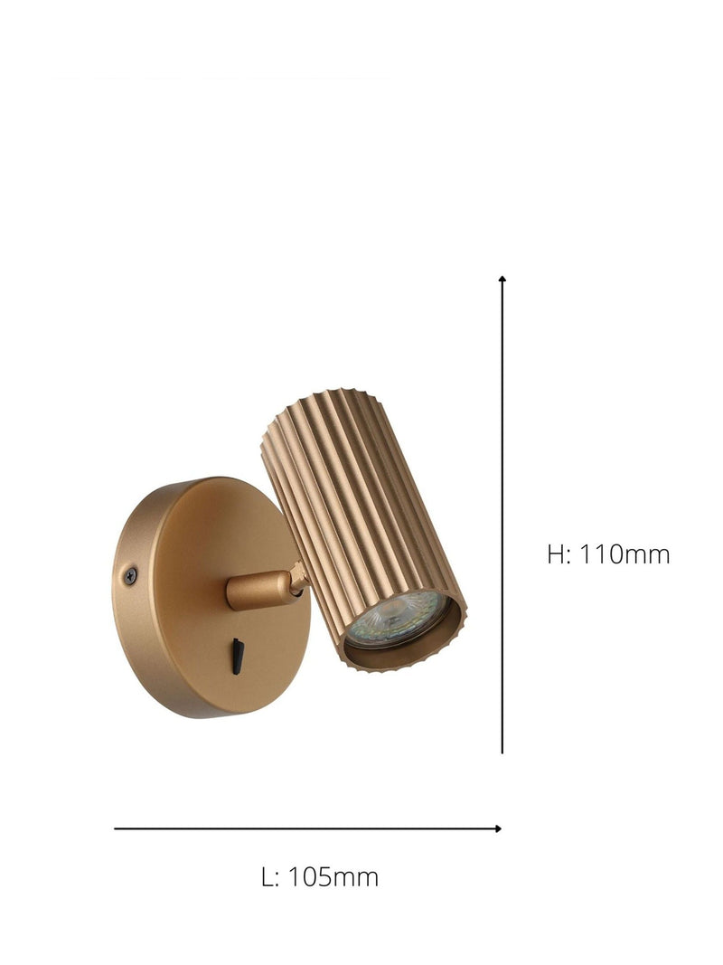 Eglo Matte Brass Portillo wall spotlight, aluminium steel - UK version