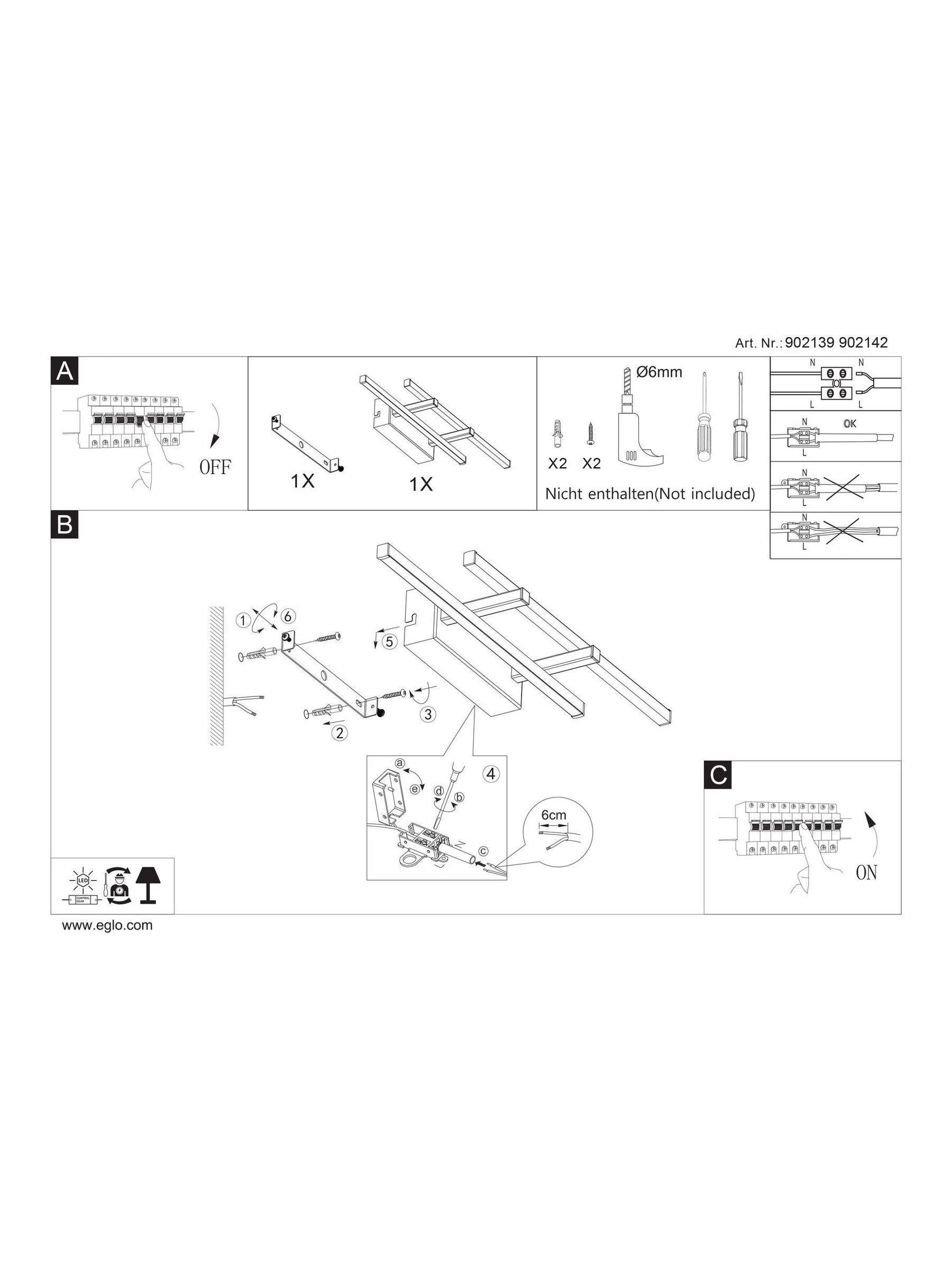 Eglo black linear LED wall light, imported from the UK