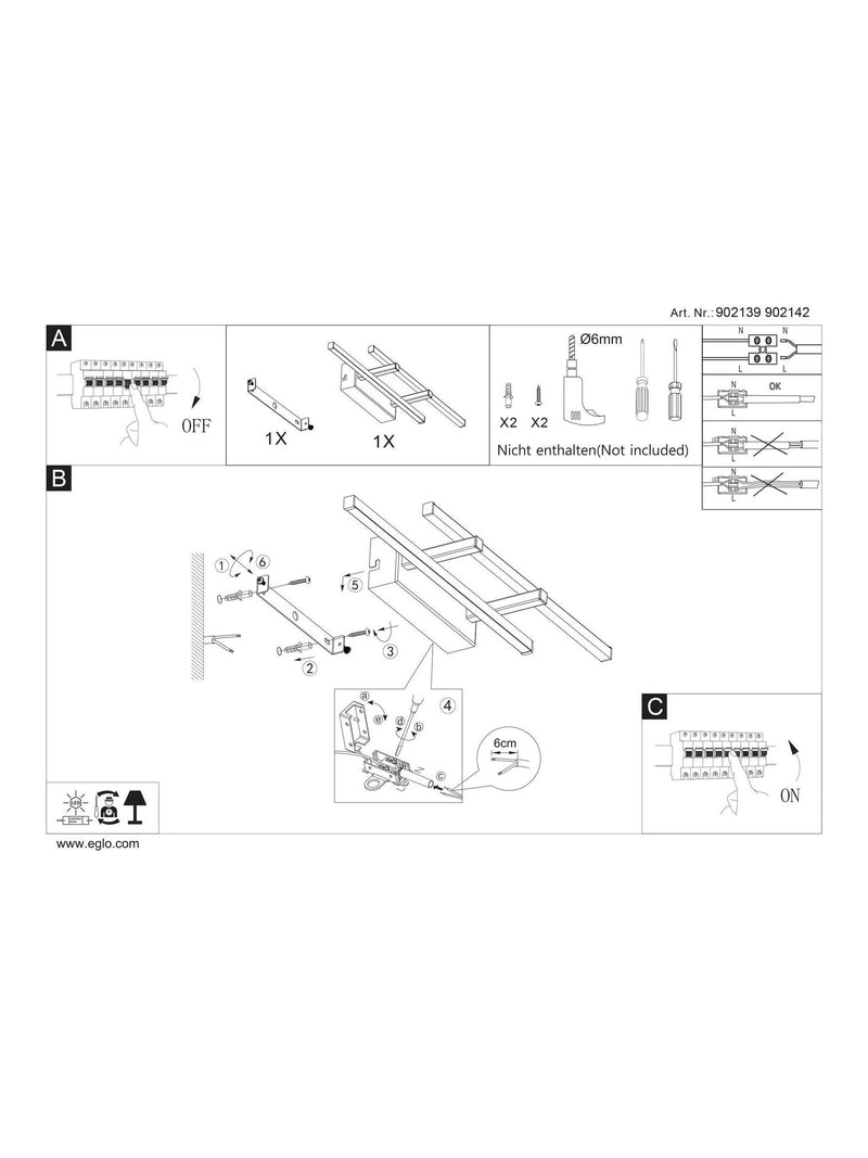 Eglo black linear LED wall light, imported from the UK