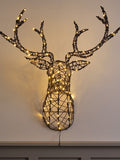Lights4fun rattan stag's head LED Christmas light - British product