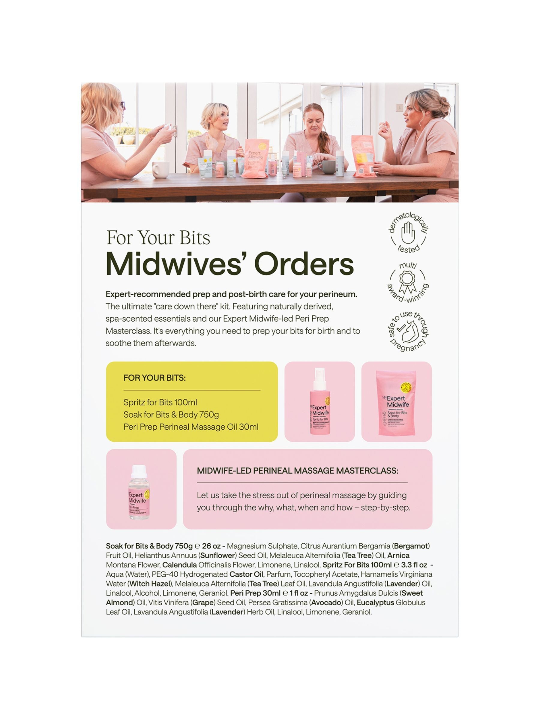 My Expert Midwife perineal care gift set, UK version