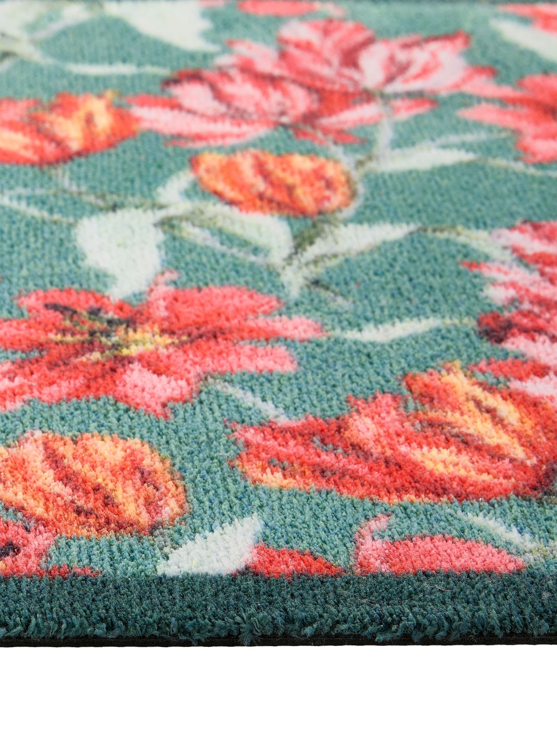 Hug Rug Green Tumbling Tulips doormat 65x85cm, imported from the UK
