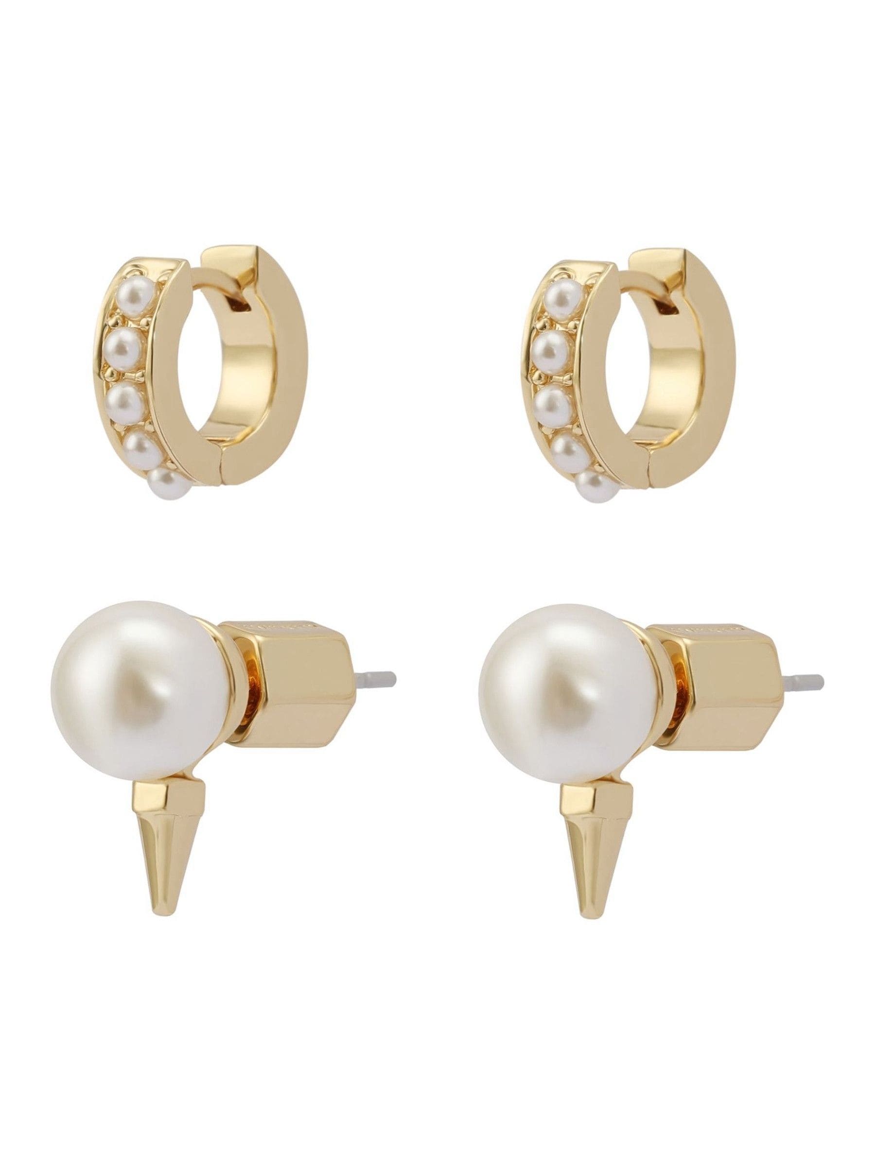 AllSaints pearl spike huggie earring set (British brand)