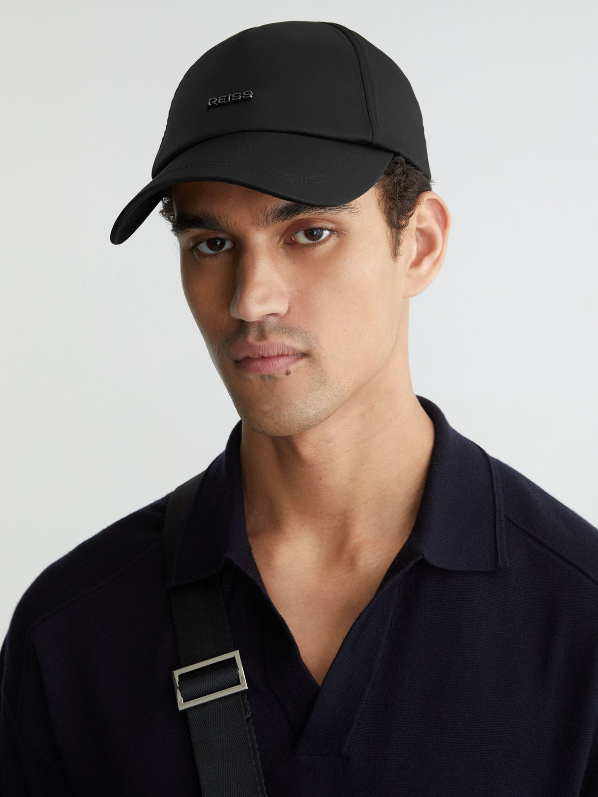 Reiss Black Emery technical baseball cap with adjustable strap (British brand)