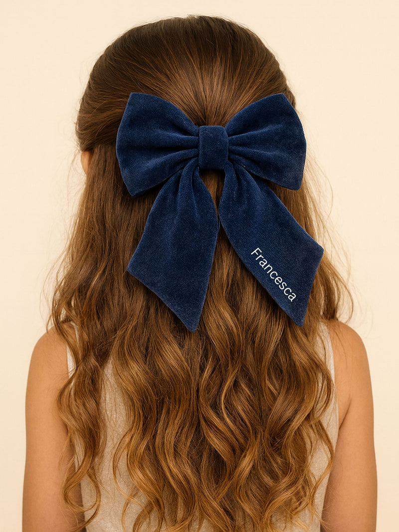 Ruff Cubs personalised velvet hair bow, imported from the UK