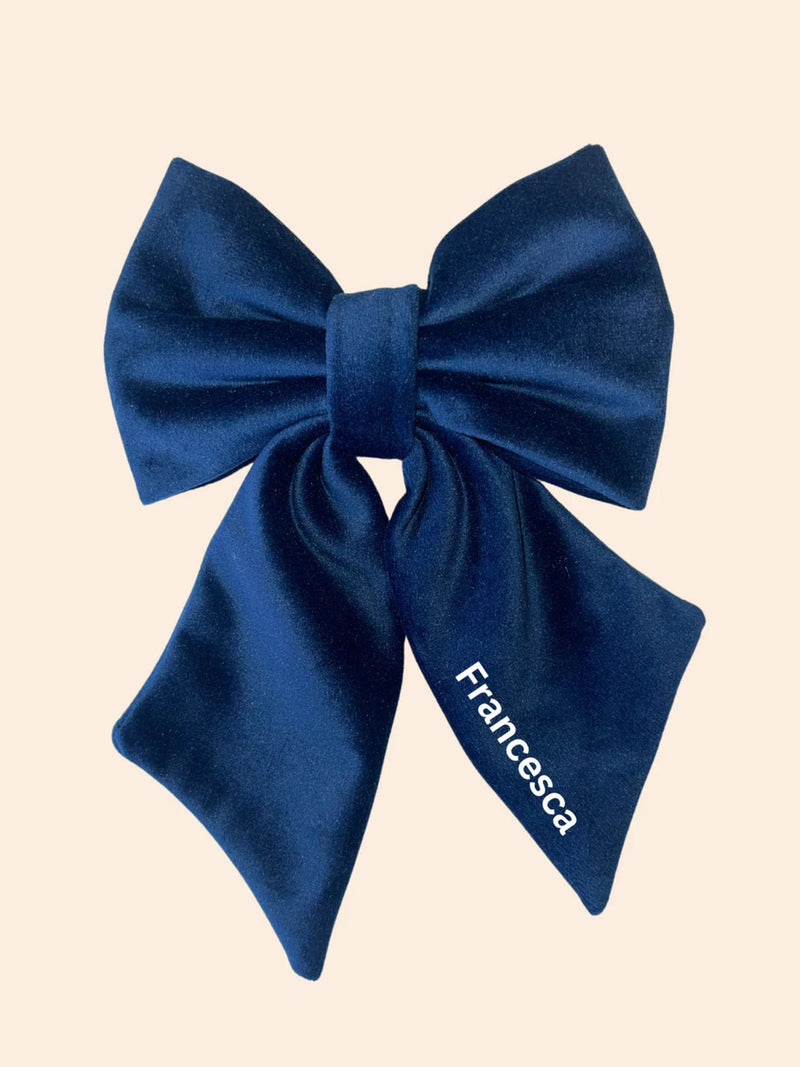 Ruff Cubs personalised velvet hair bow, imported from the UK