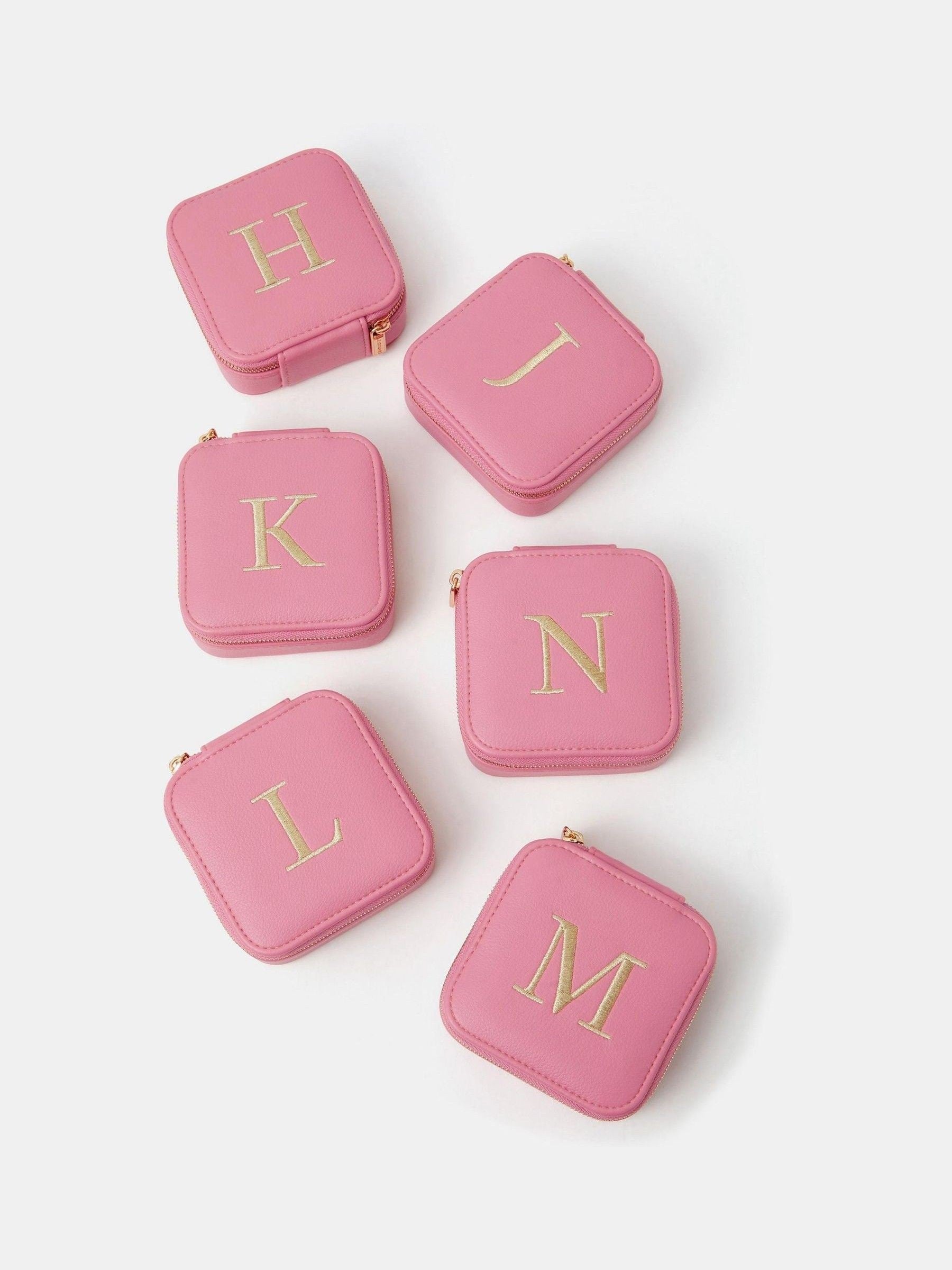 Accessorize pink mini square initial jewellery box (British brand)
