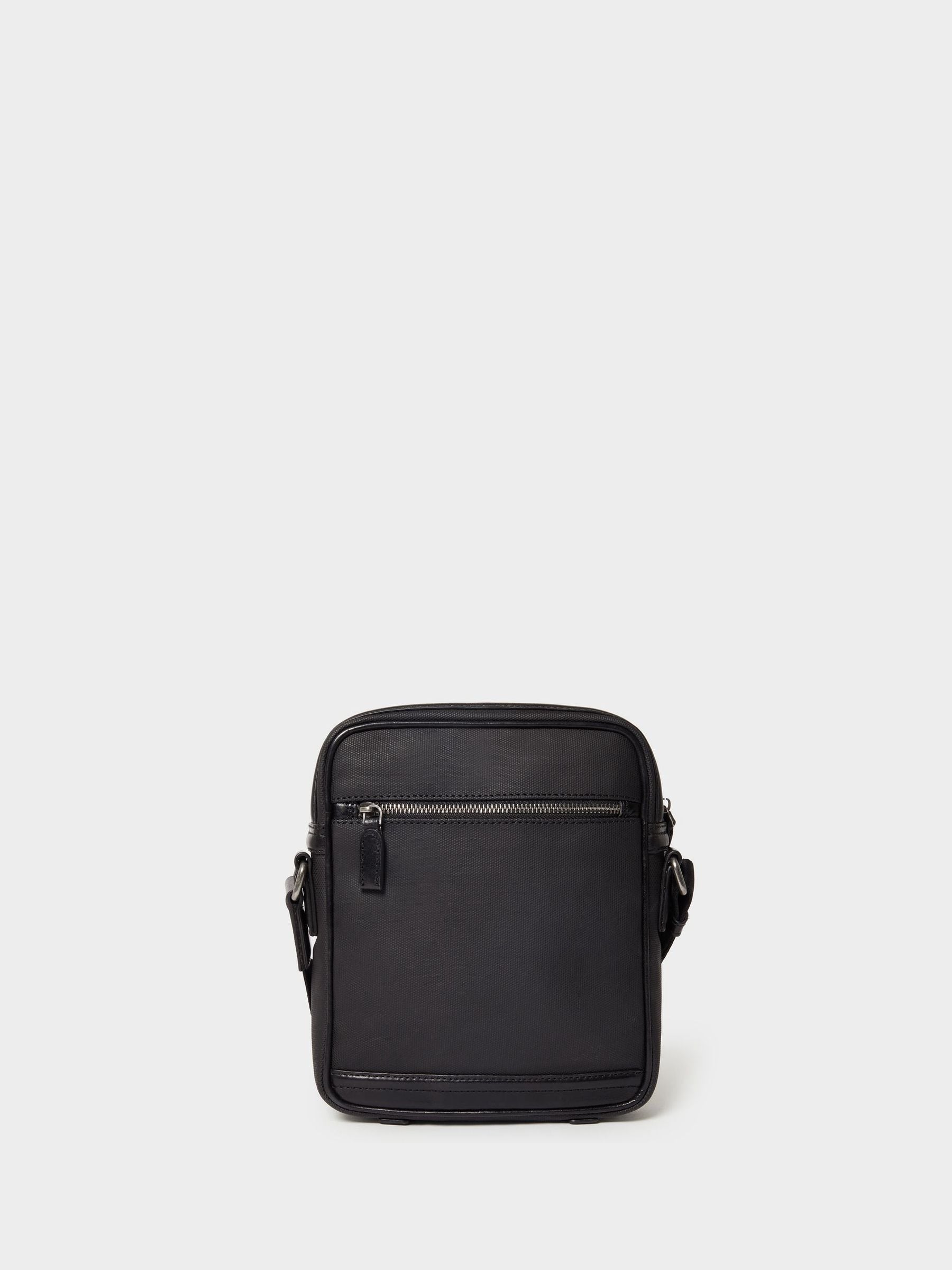 Osprey London Frontline black waxed canvas and leather messenger bag, imported from the UK