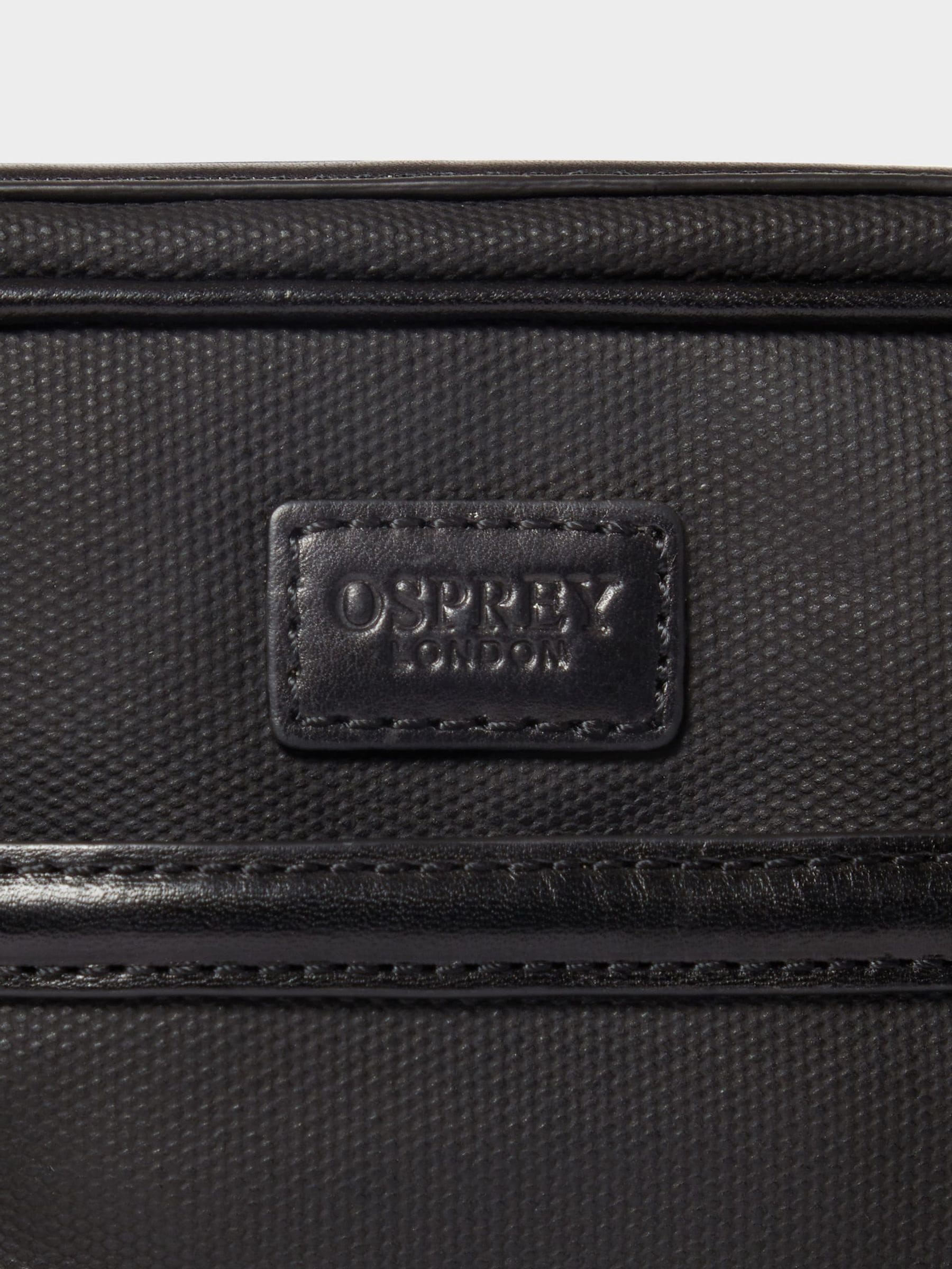 Osprey London Frontline black waxed canvas and leather messenger bag, imported from the UK