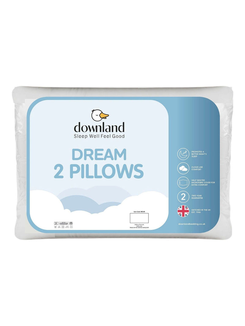 Downland quilted dream pillow pair 46x69cm, imported from the UK