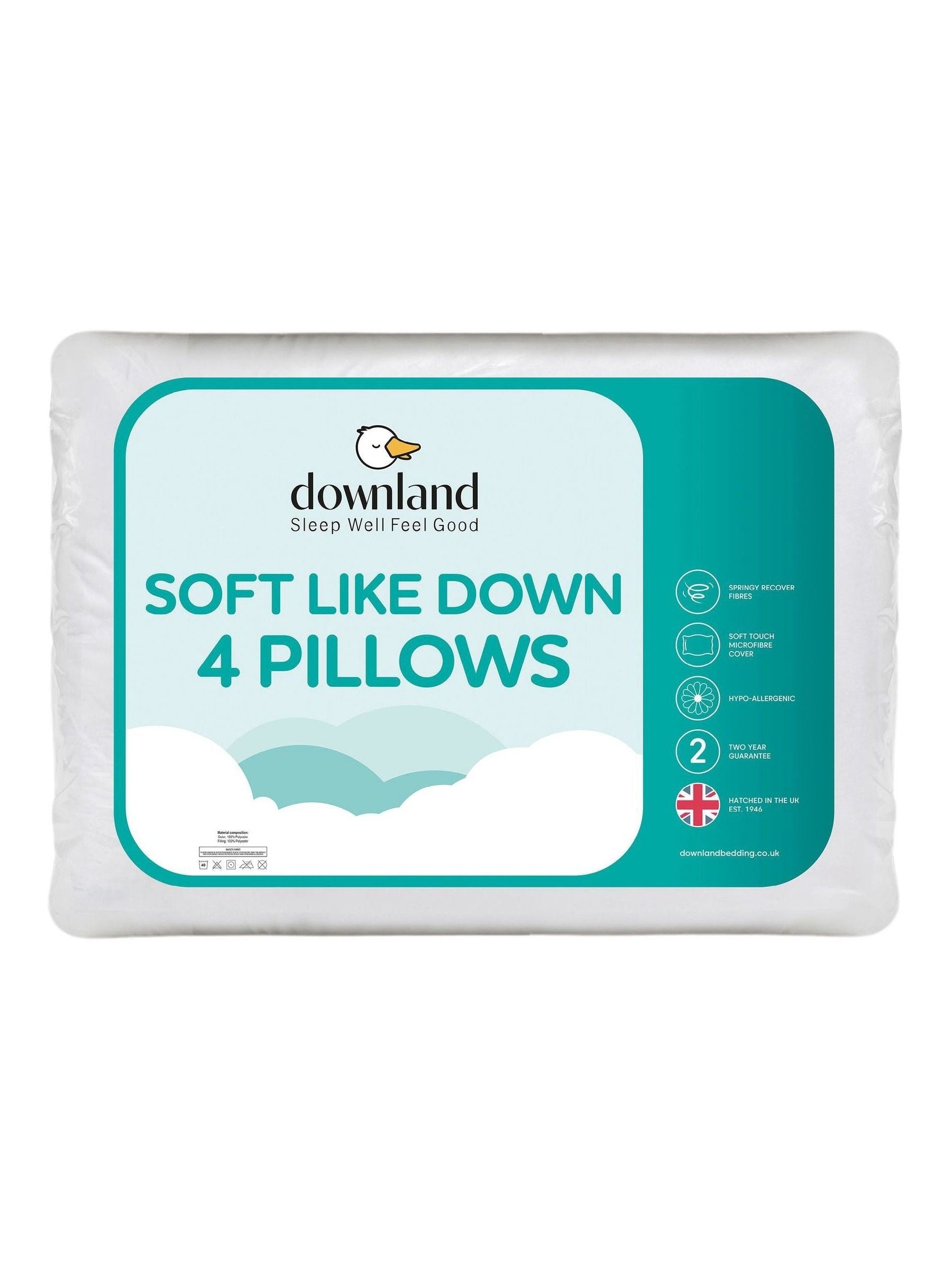 Downland Soft Like Down pillows 4 pack, UK version