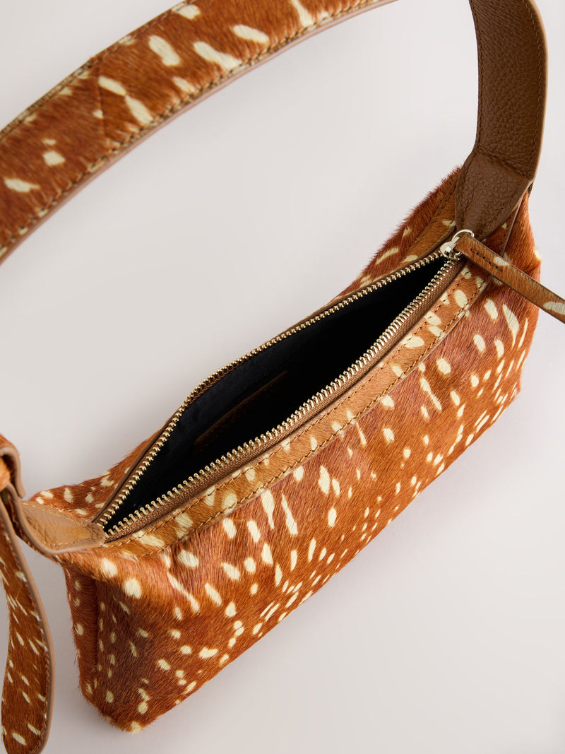 Genuine leather animal print mini shoulder bag - British product